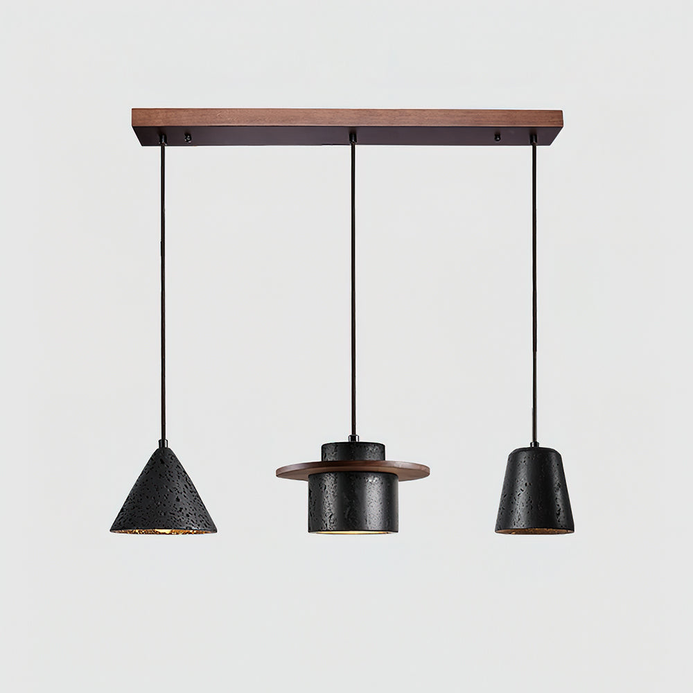 Ritta Black Travertine Pendant Light Set