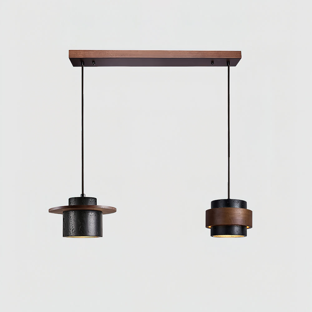 Ritta Black Travertine Pendant Light Set