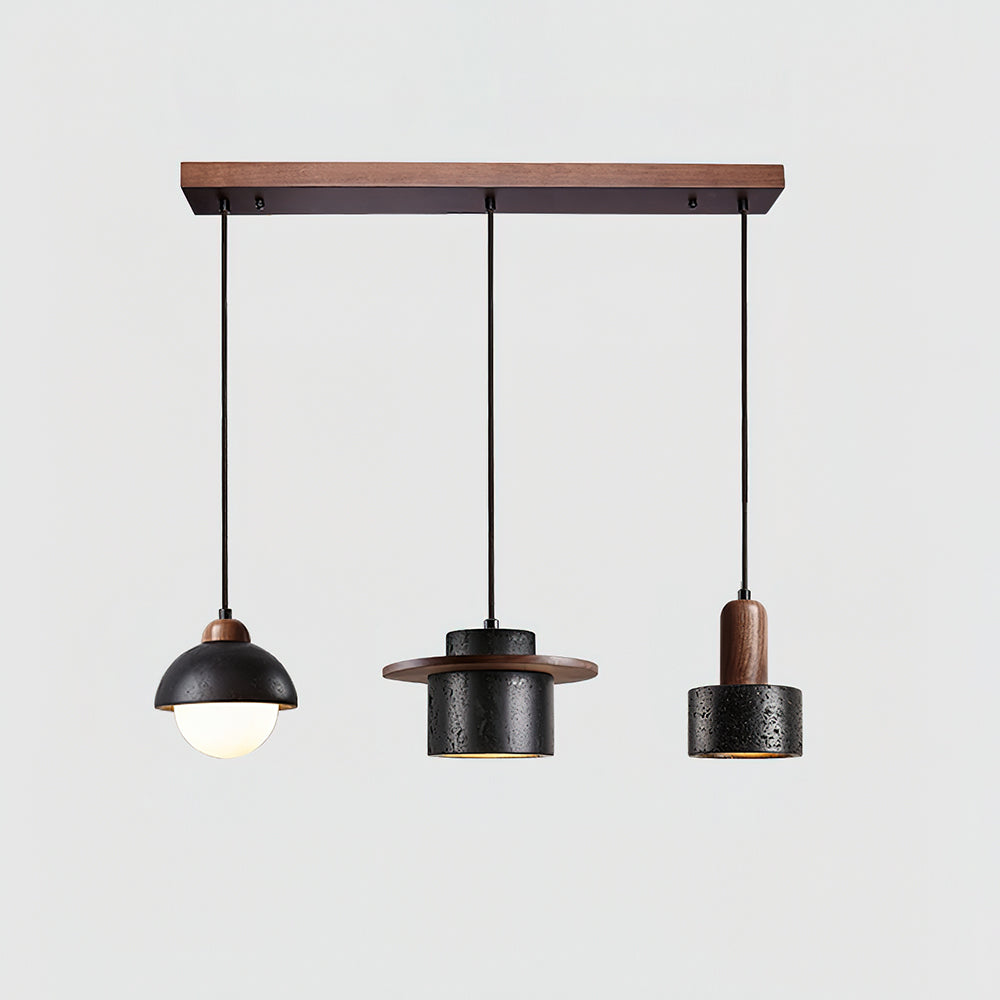 Ritta Black Travertine Pendant Light Set