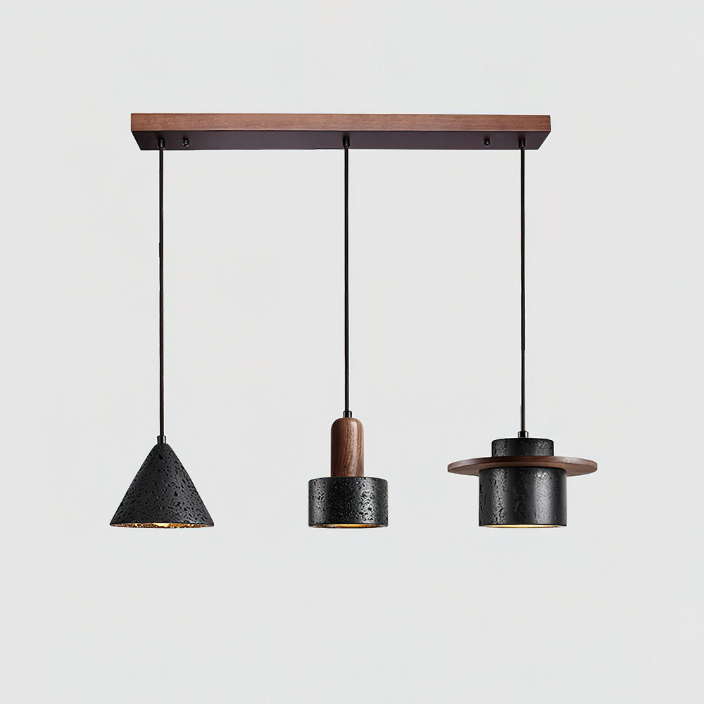 Ritta Black Travertine Pendant Light Set