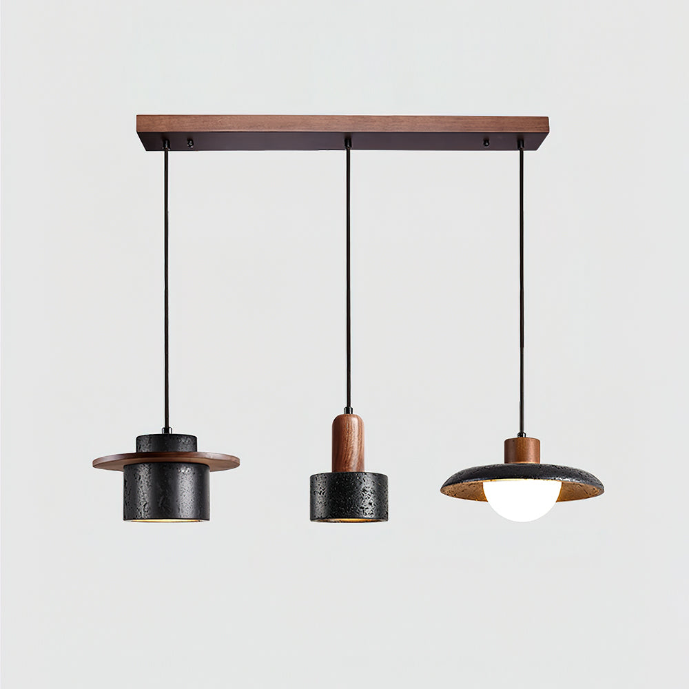 Ritta Black Travertine Pendant Light Set