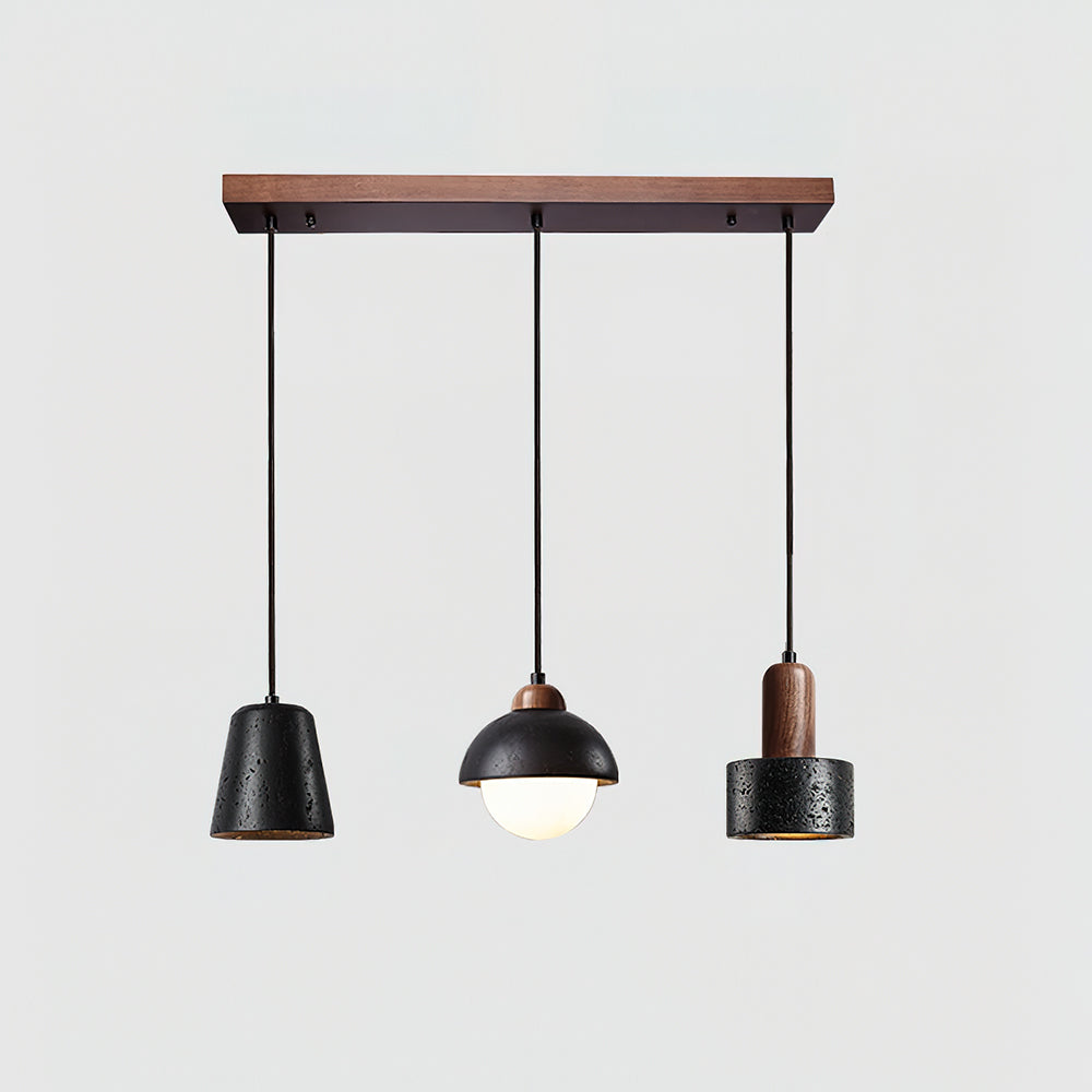 Ritta Black Travertine Pendant Light Set