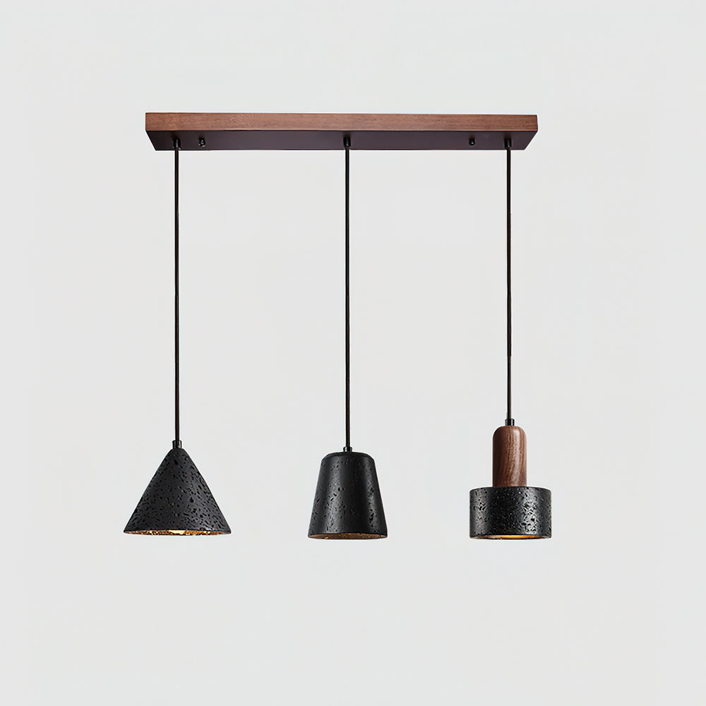 Ritta Black Travertine Pendant Light Set