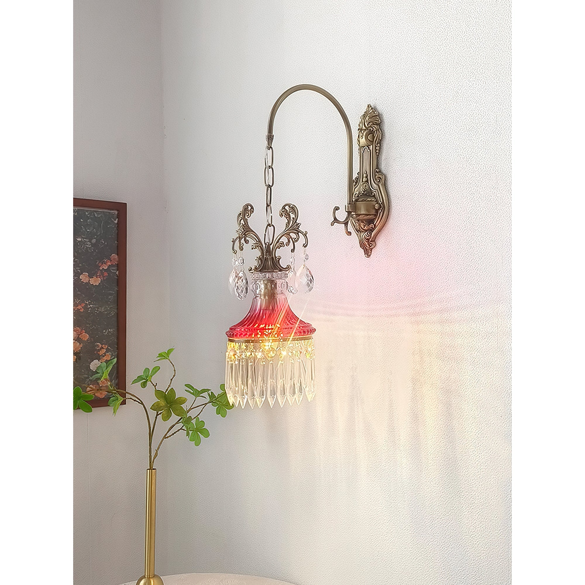 Dimensions overlay on the Marquise Crystal Wall Lamp.