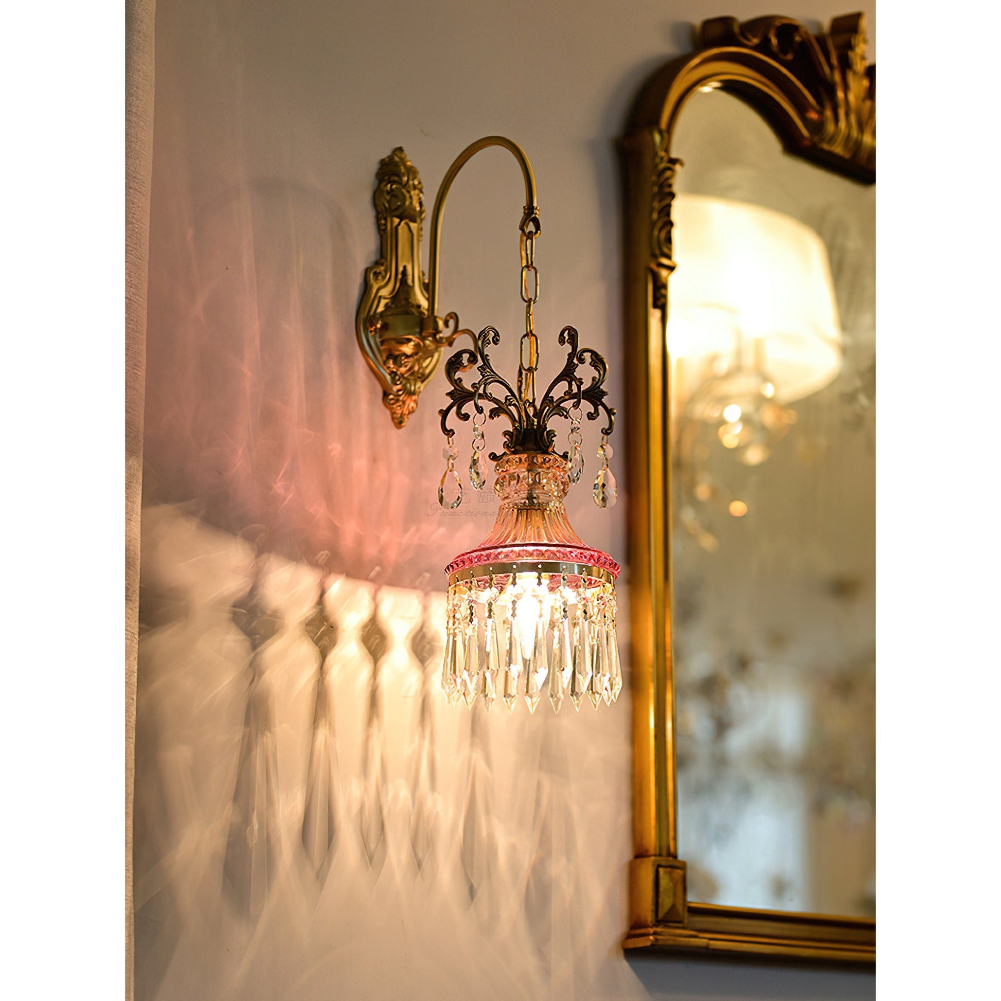 Lifestyle image of the lamp in a hallway.