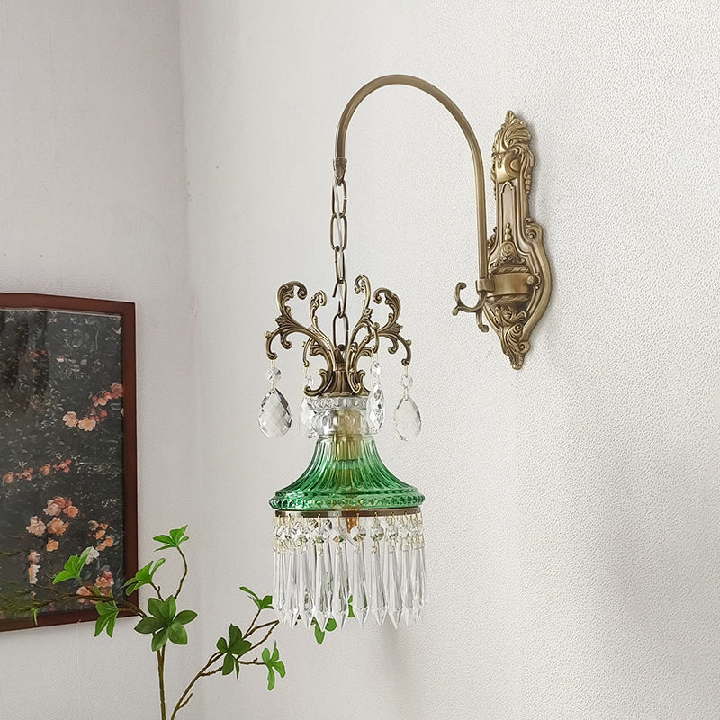 Side profile of the vintage-inspired wall sconce.