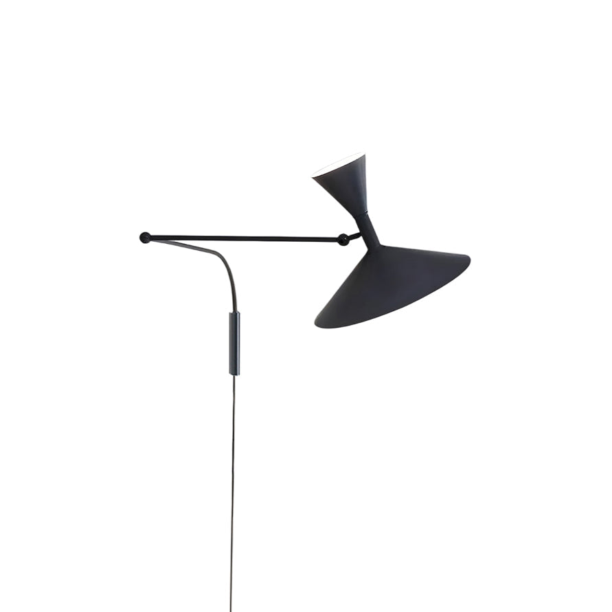 Marseille Swing Arm Plug-in Sconce in black finish.