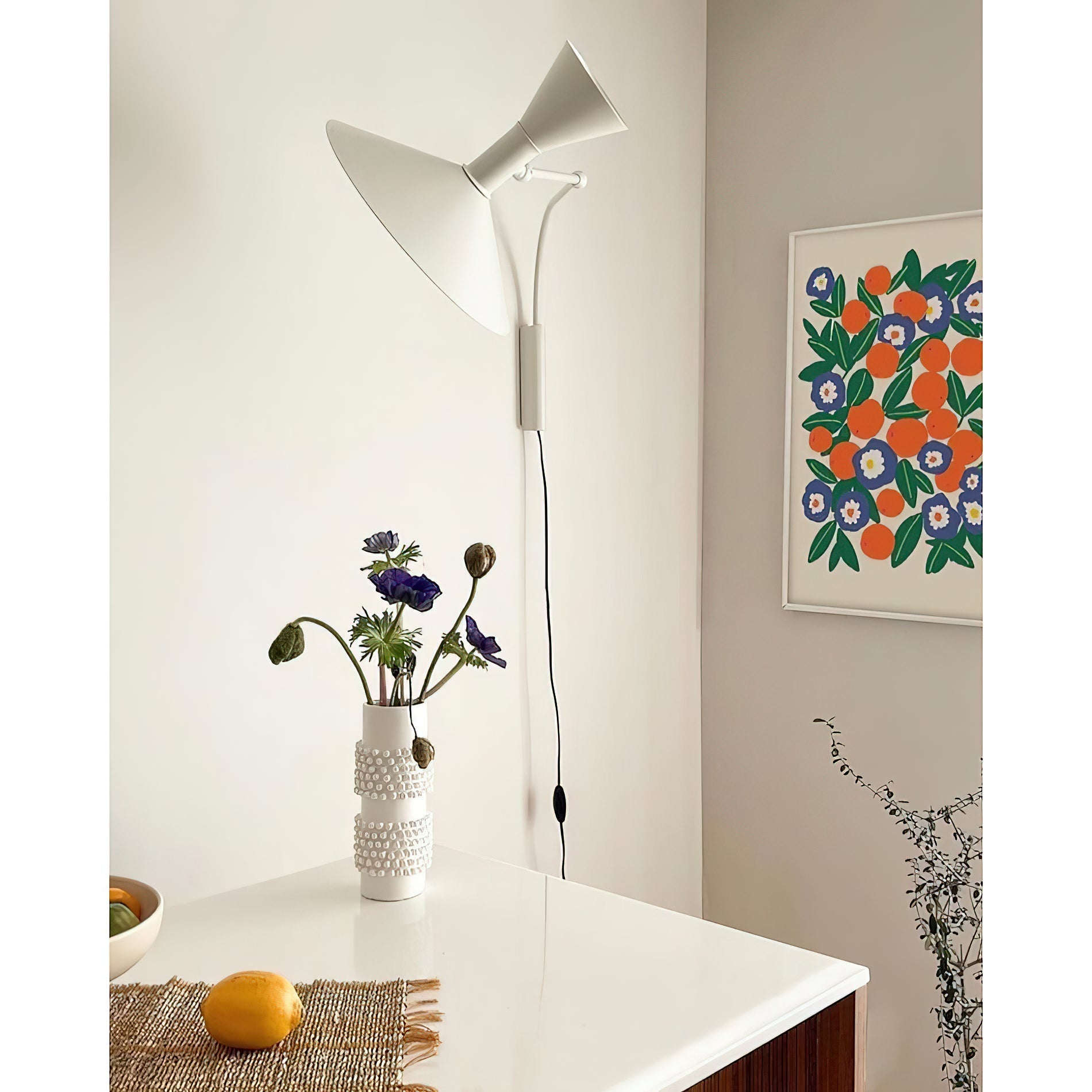 Side view of the Marseille sconce showing its dimensions and profile.