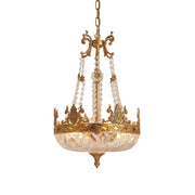 Marselle Chandelier with cast brass frame and crystal swags.