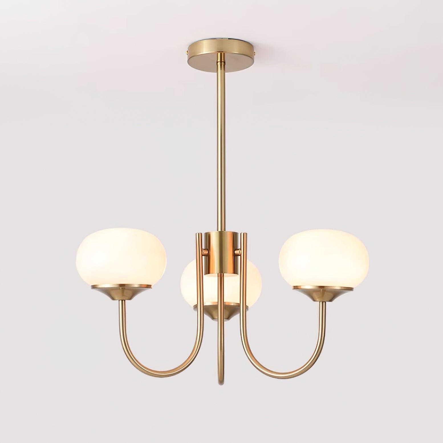 Lustra Chandelier Pink Glass Globe Gold-Neutral Decor