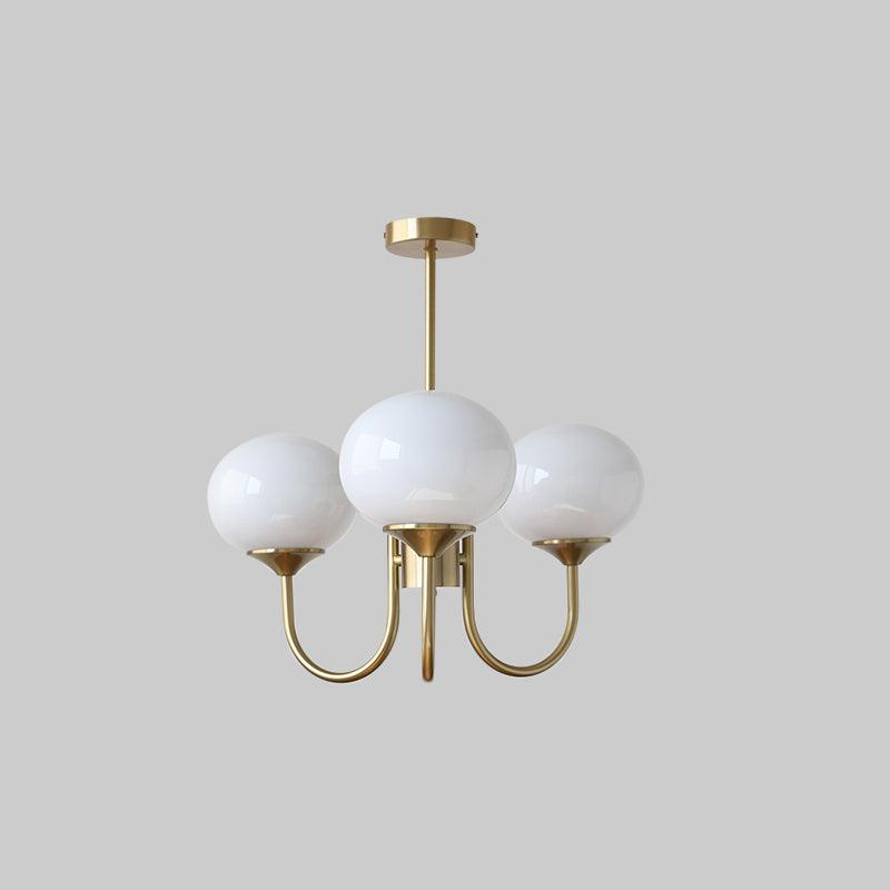 Lustra Chandelier Pink Glass Globe Gold-Neutral Decor