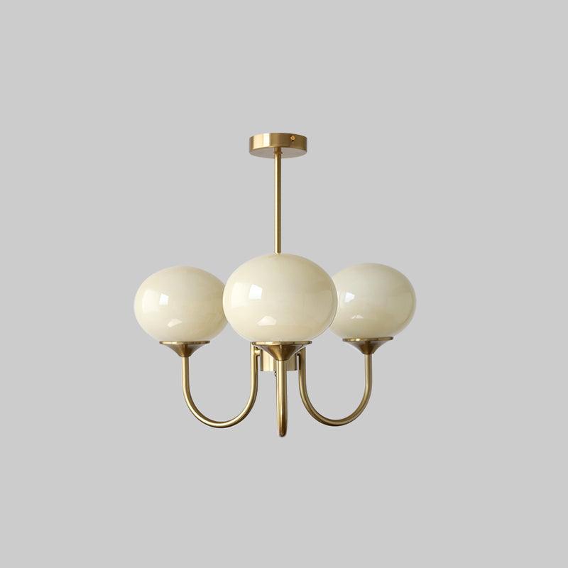 Lustra Chandelier Pink Glass Globe Gold-Neutral Decor