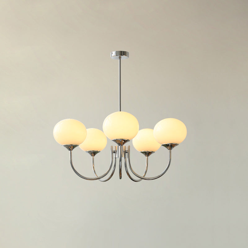 Lustra Chandelier Pink Glass Globe Gold-Neutral Decor