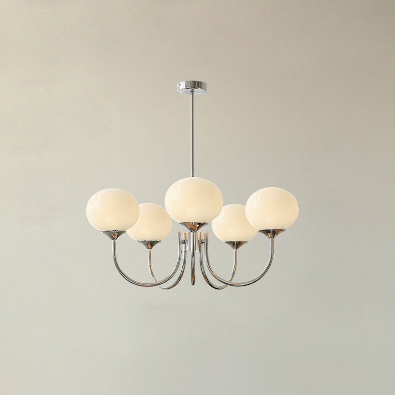 Lustra Chandelier Pink Glass Globe Gold-Neutral Decor