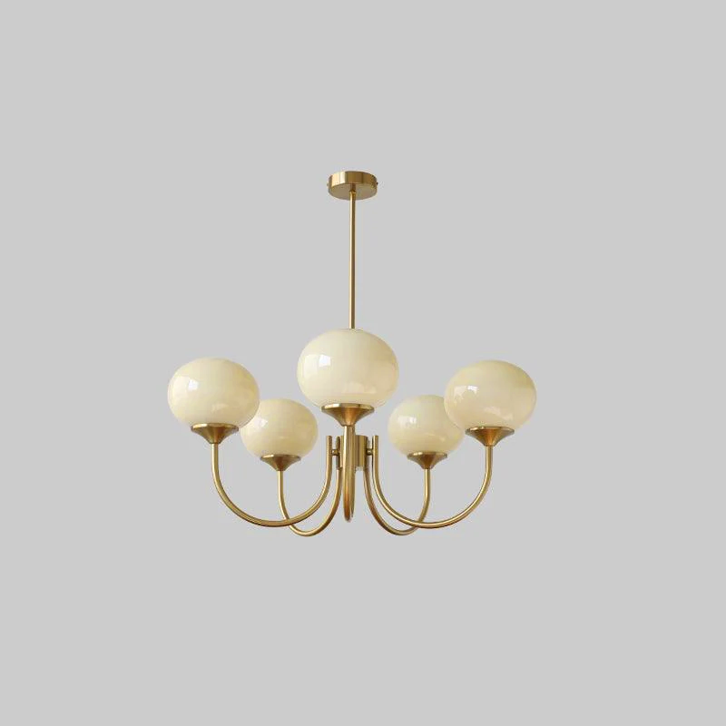 Lustra Chandelier Pink Glass Globe Gold-Neutral Decor