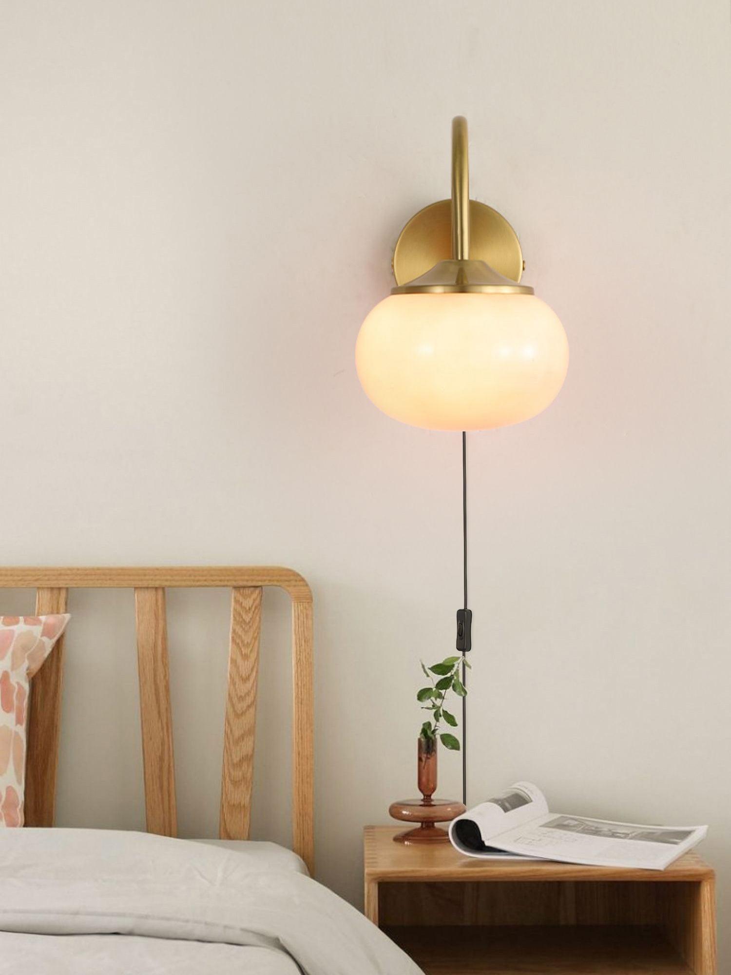 Kevely Premium Nordic Art Plug-in Glass Sconce Wall Lamp-Neutral Decor