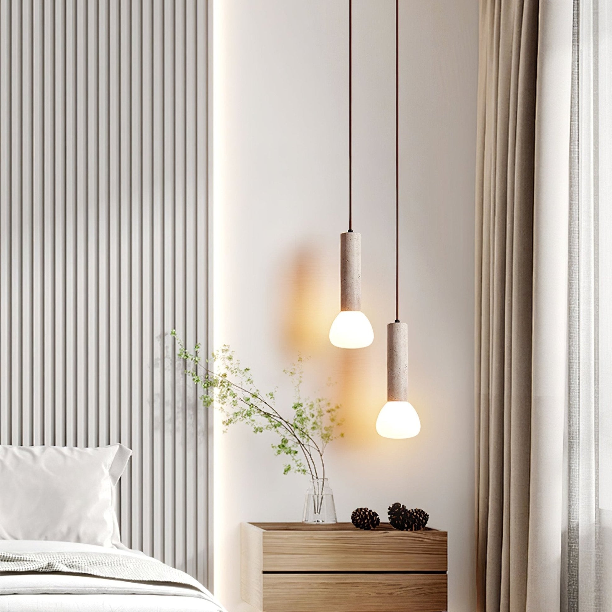 Beia Minimalist Travertine Pendant Light-Neutral Decor