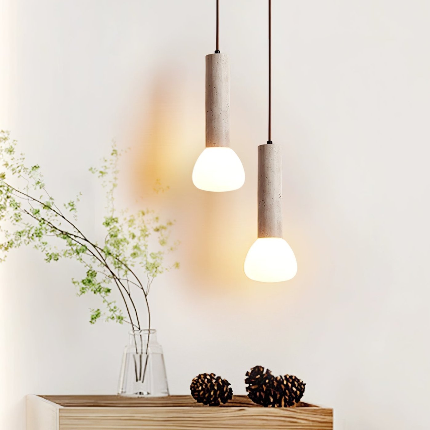 Beia Minimalist Travertine Pendant Light-Neutral Decor