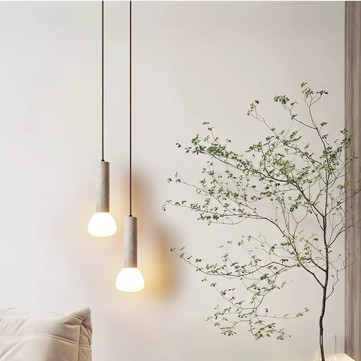 Beia Minimalist Travertine Pendant Light-Neutral Decor