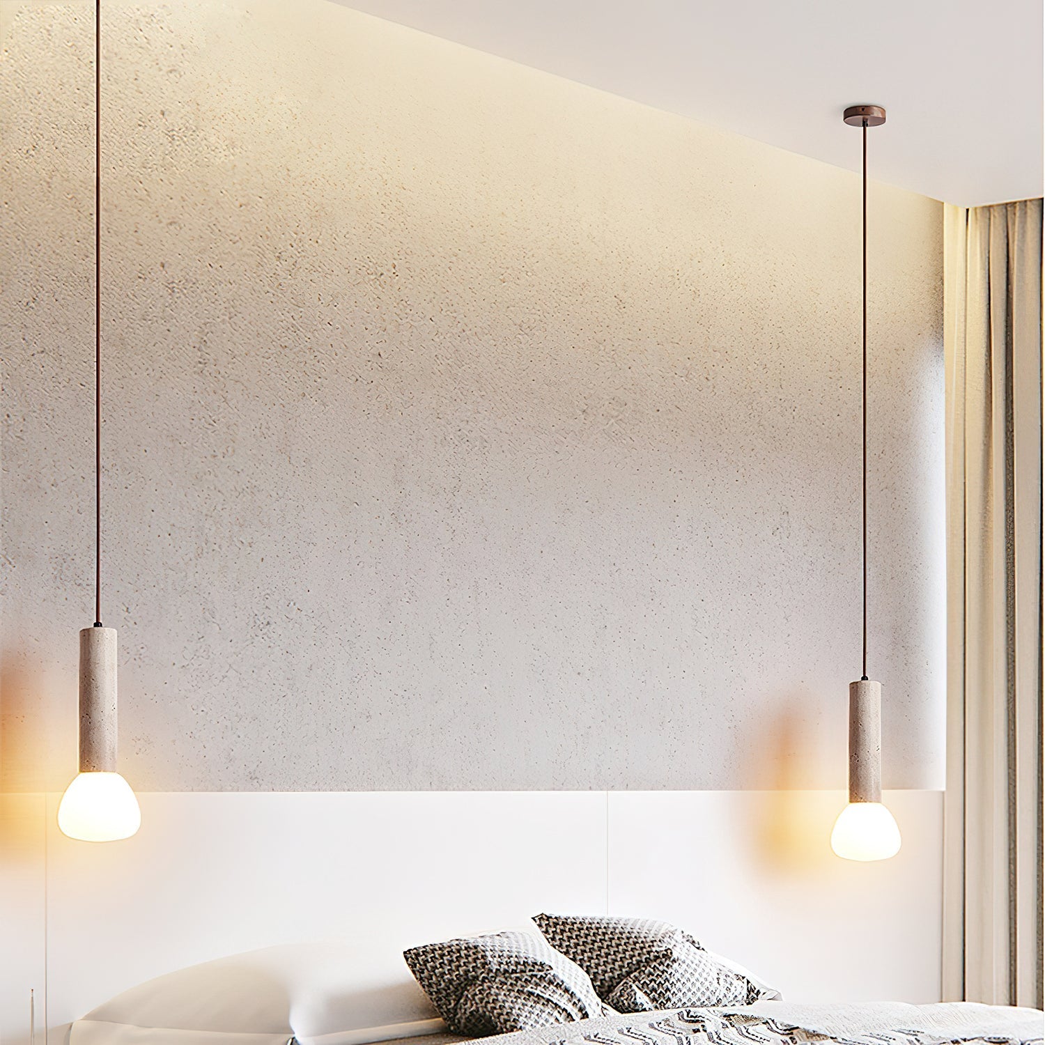 Beia Minimalist Travertine Pendant Light-Neutral Decor