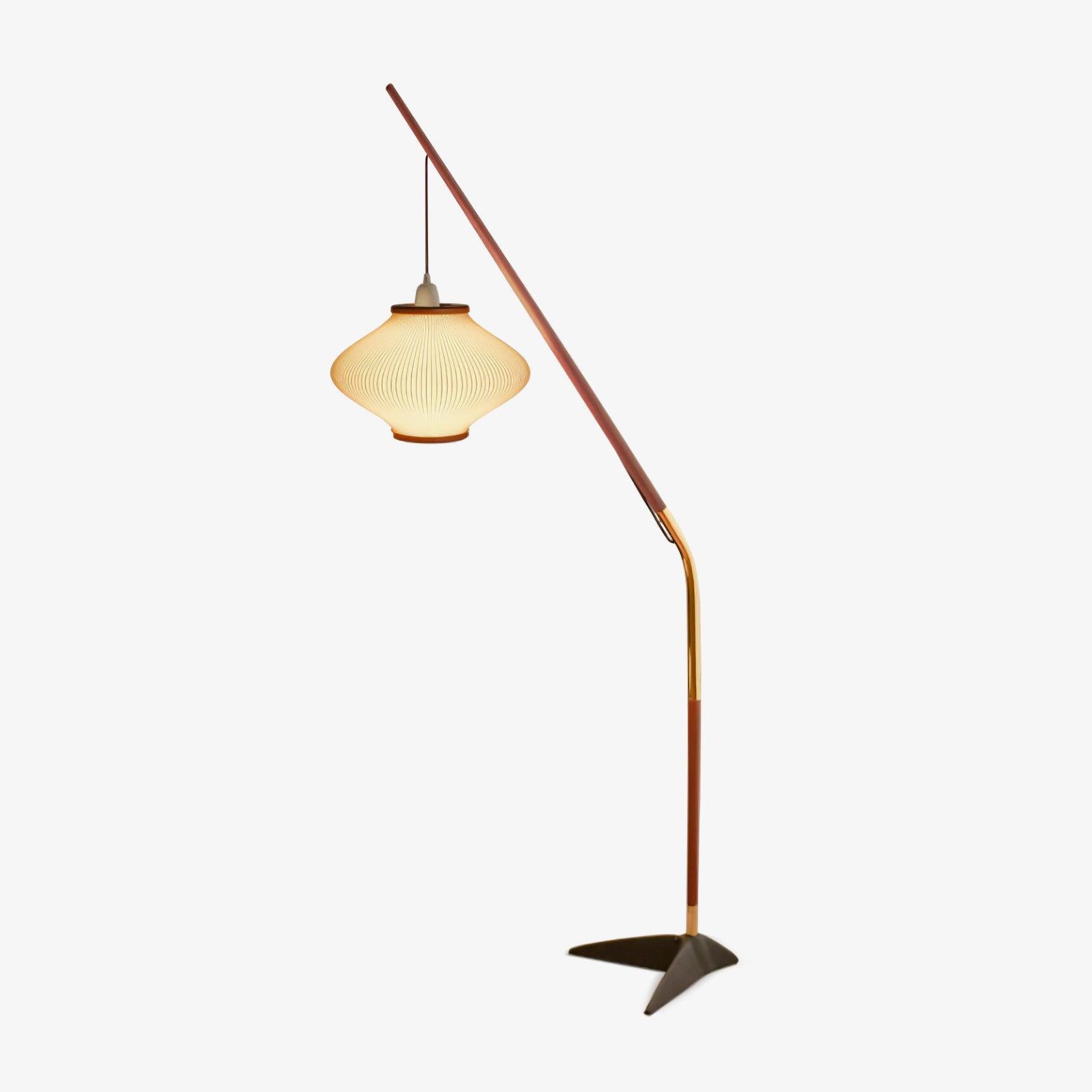 Ervenil Mid Century Wood & Glass Floor Lamp-Neutral Decor