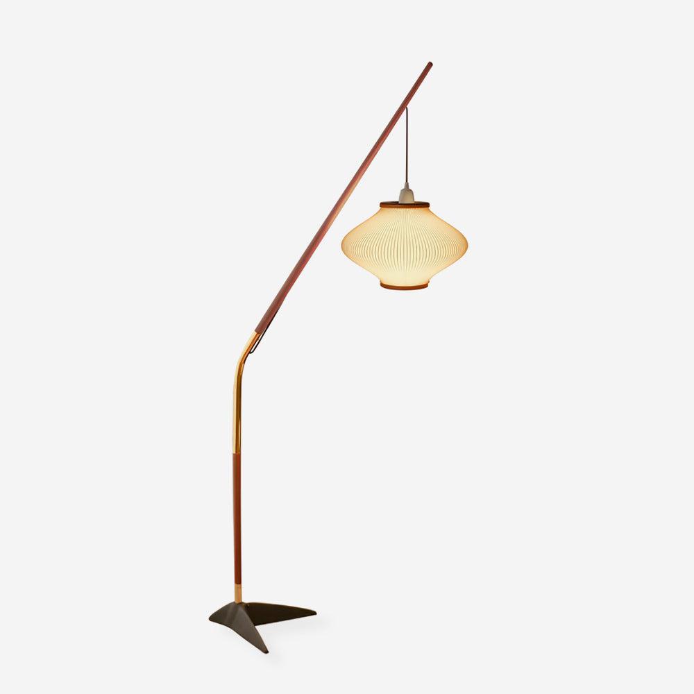 Ervenil Mid Century Wood & Glass Floor Lamp-Neutral Decor
