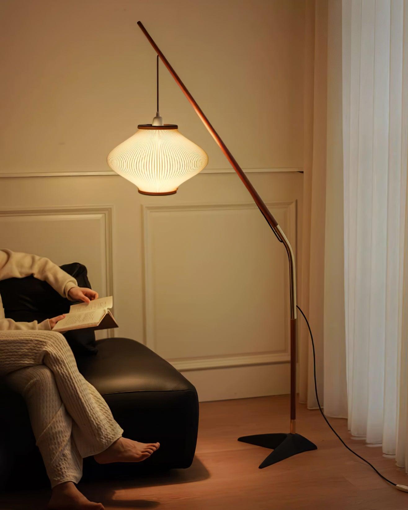 Ervenil Mid Century Wood & Glass Floor Lamp-Neutral Decor
