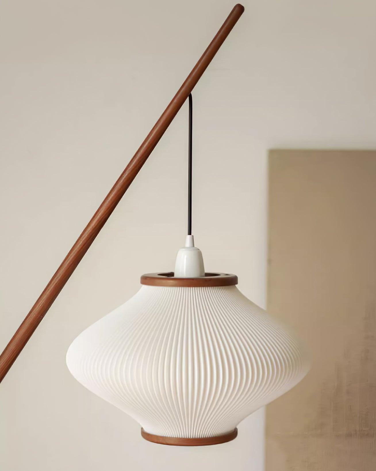 Ervenil Mid Century Wood & Glass Floor Lamp-Neutral Decor