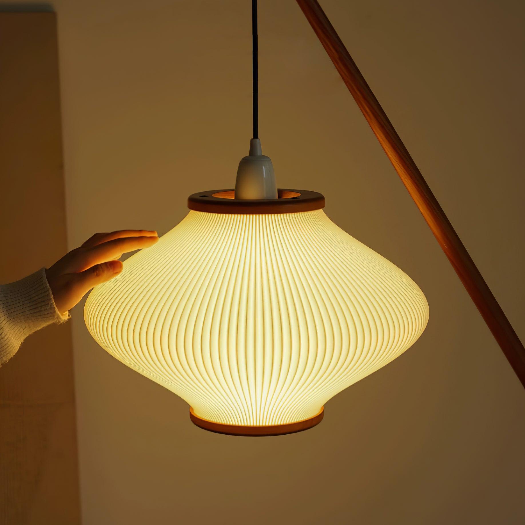 Ervenil Mid Century Wood & Glass Floor Lamp-Neutral Decor