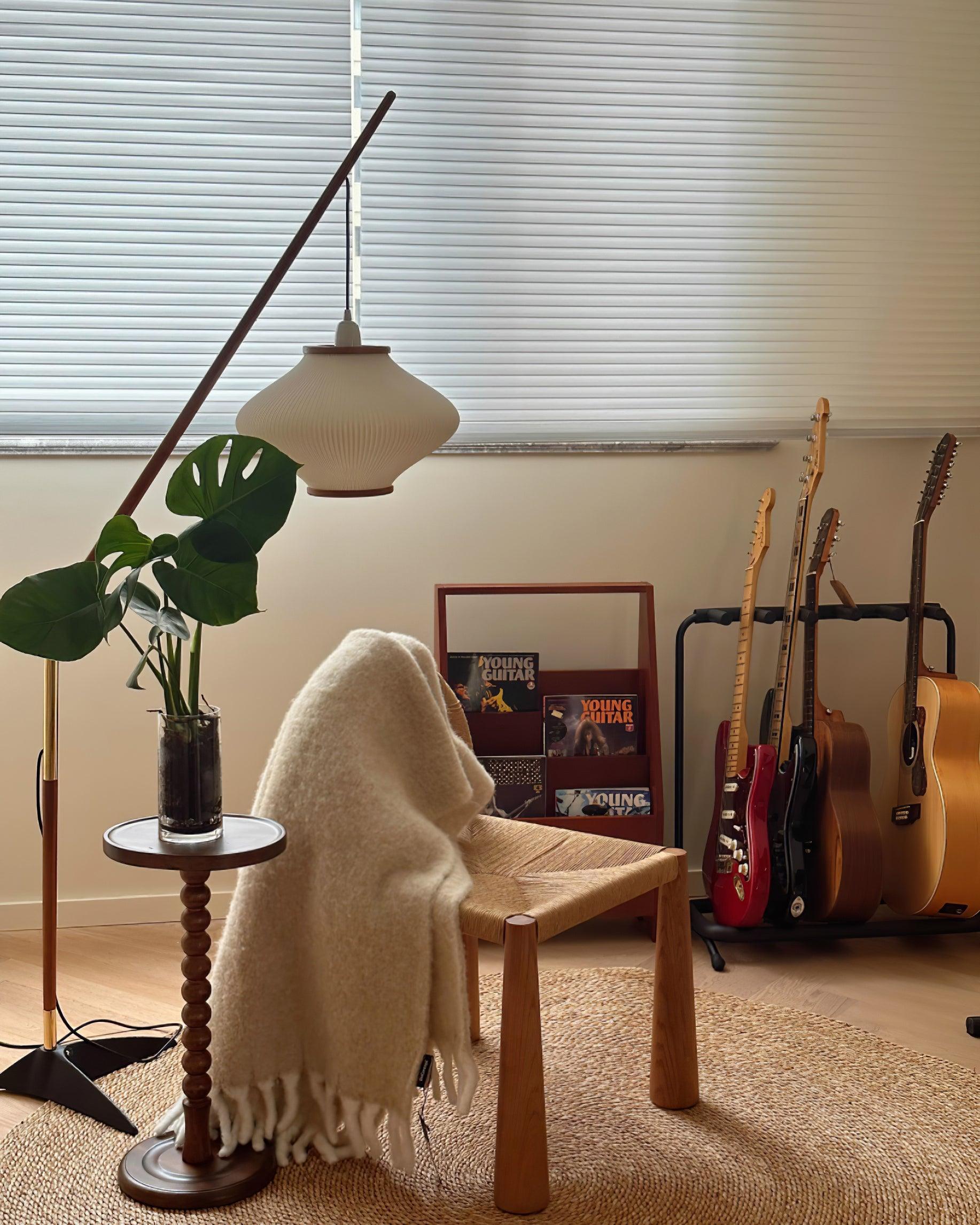 Ervenil Mid Century Wood & Glass Floor Lamp-Neutral Decor