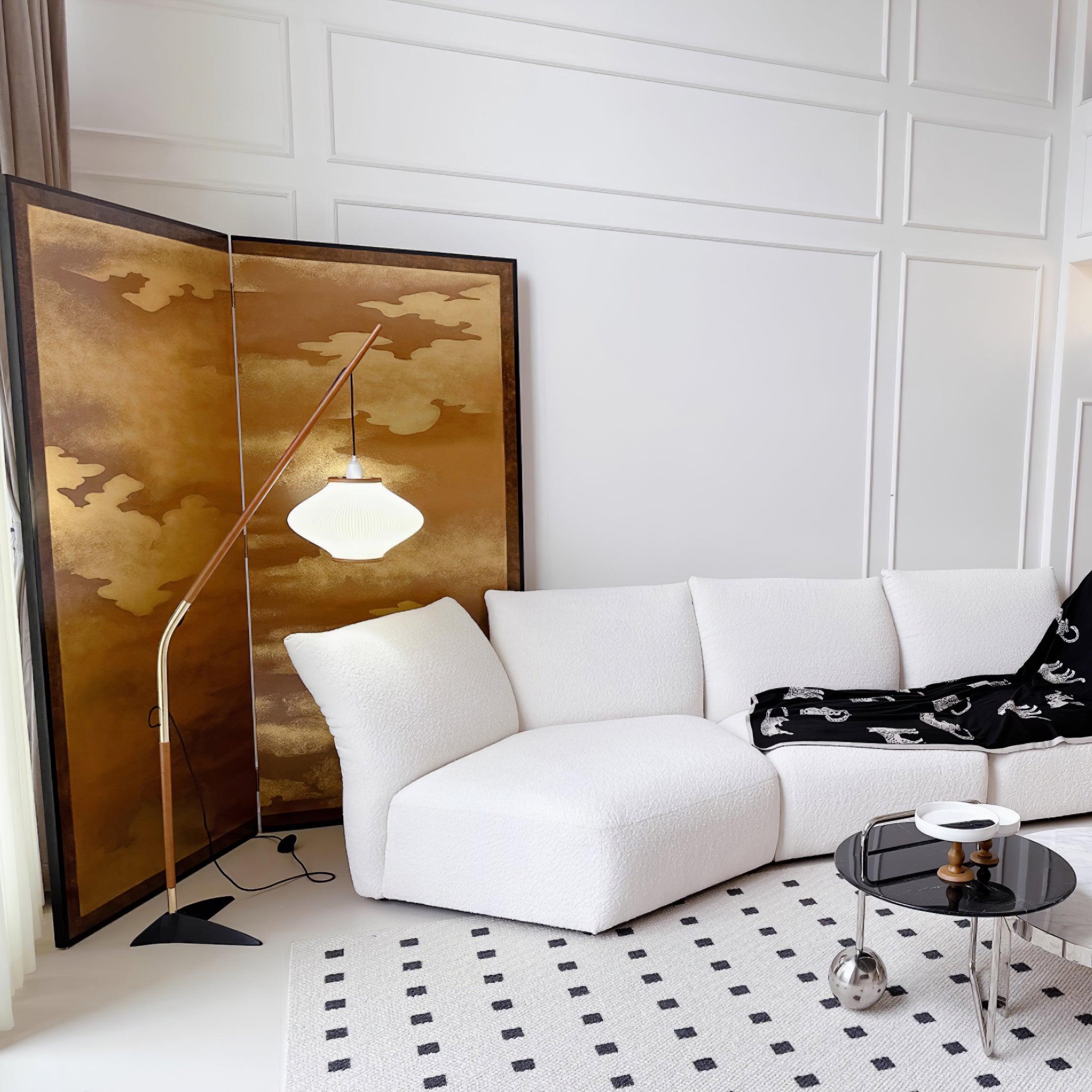 Ervenil Mid Century Wood & Glass Floor Lamp-Neutral Decor