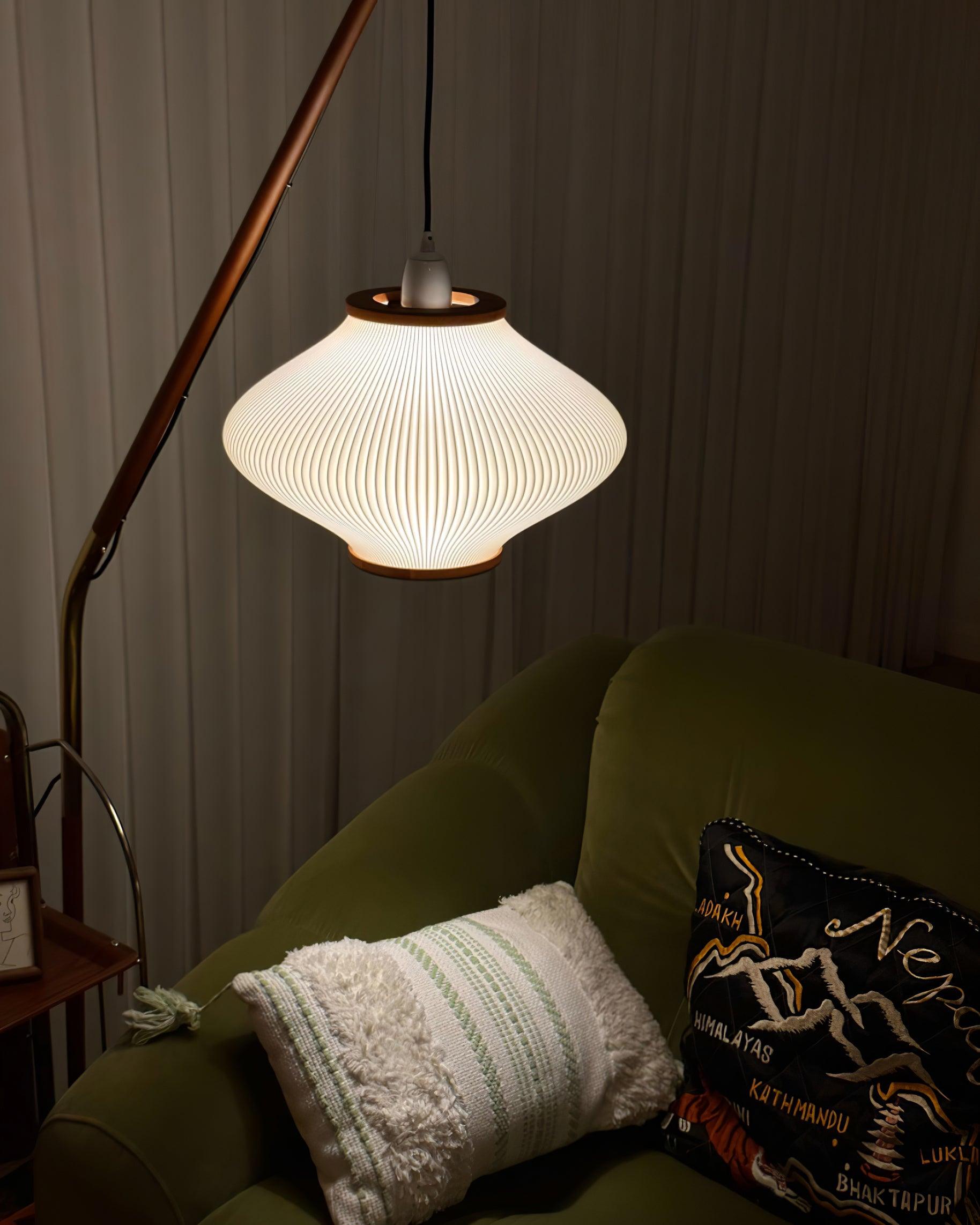 Ervenil Mid Century Wood & Glass Floor Lamp-Neutral Decor