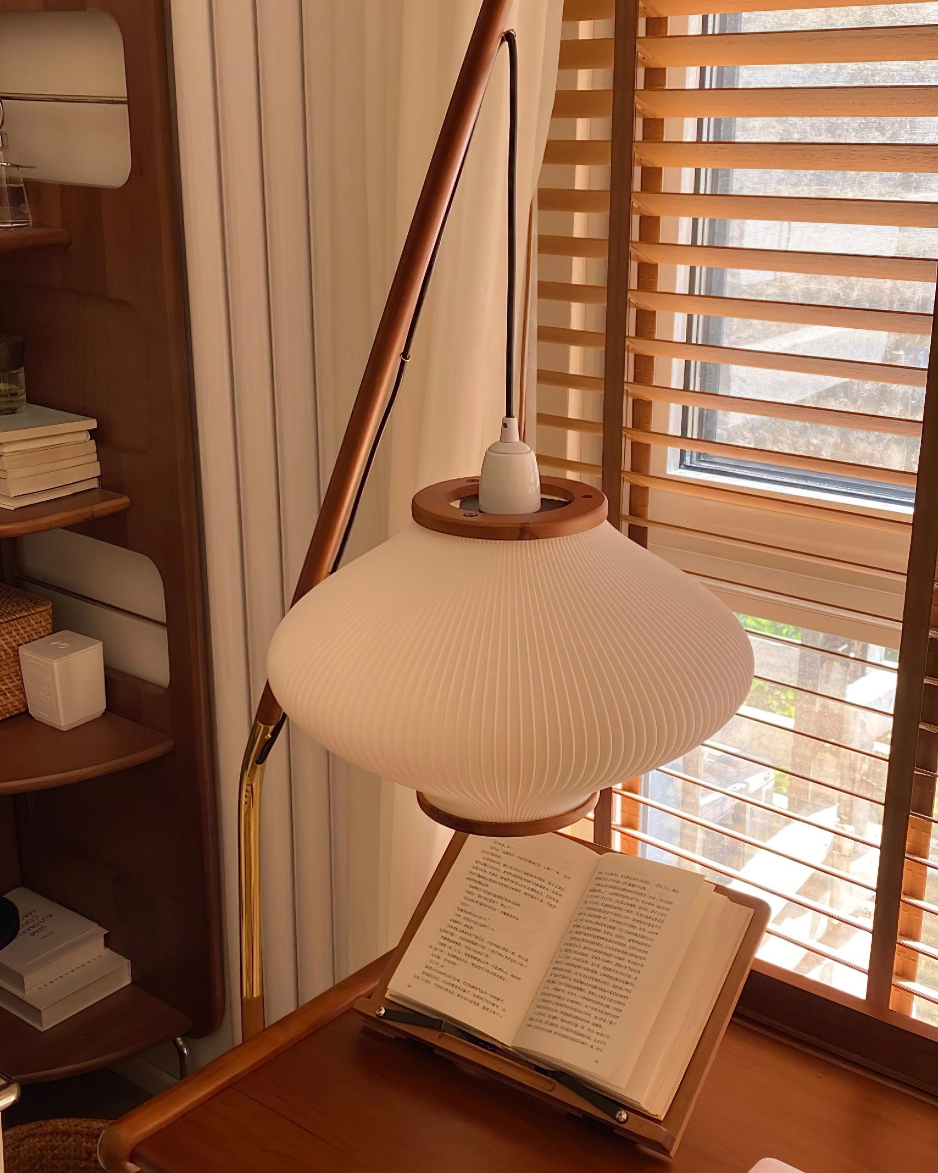 Ervenil Mid Century Wood & Glass Floor Lamp-Neutral Decor