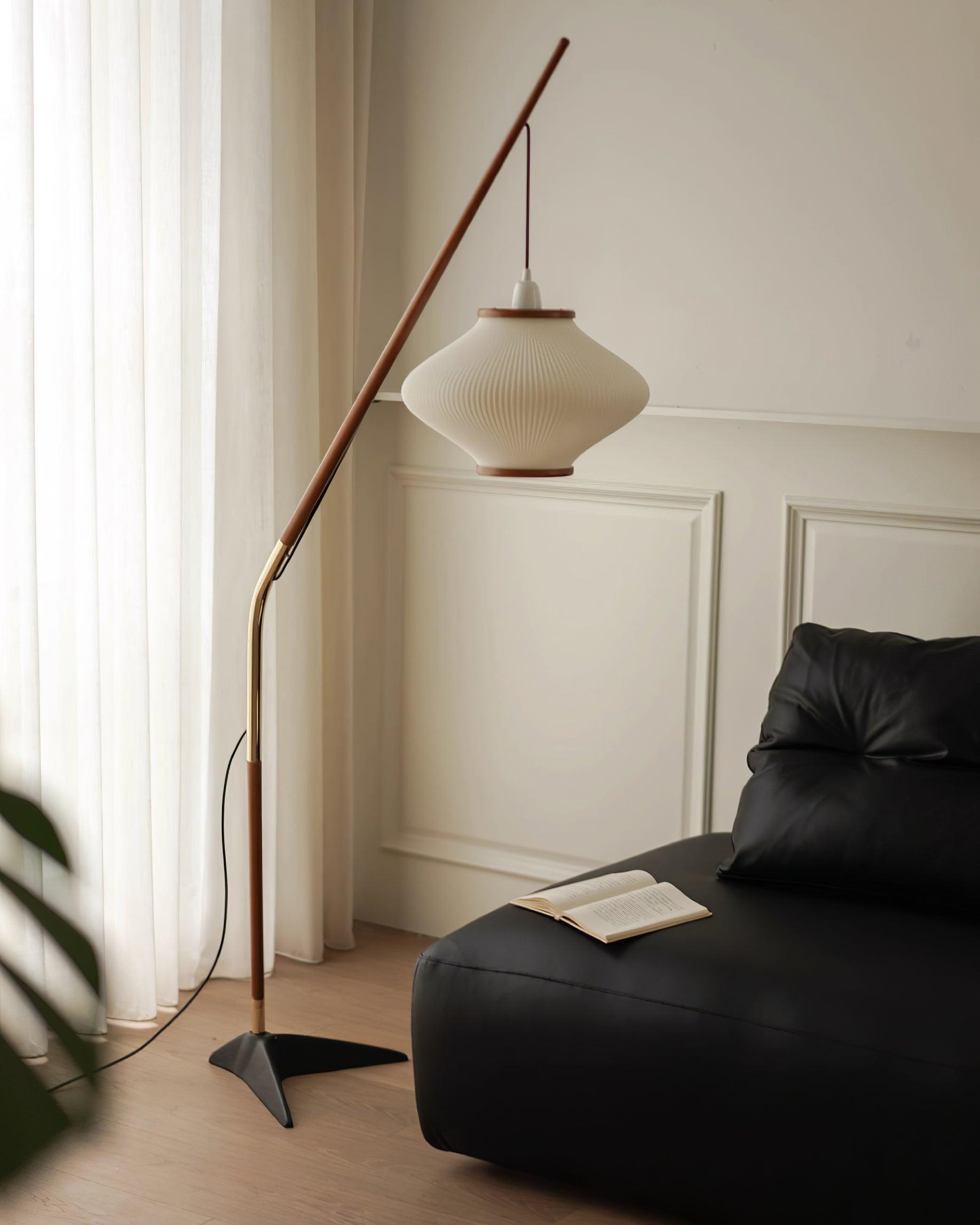 Ervenil Mid Century Wood & Glass Floor Lamp-Neutral Decor