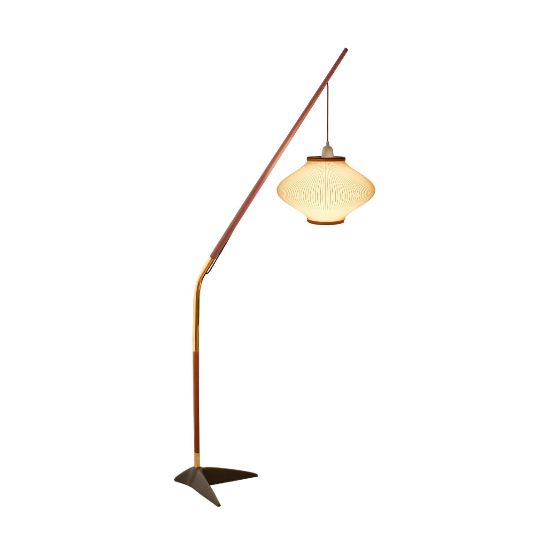 Ervenil Mid Century Wood & Glass Floor Lamp-Neutral Decor