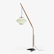Ervenil Mid Century Wood & Glass Floor Lamp-Neutral Decor