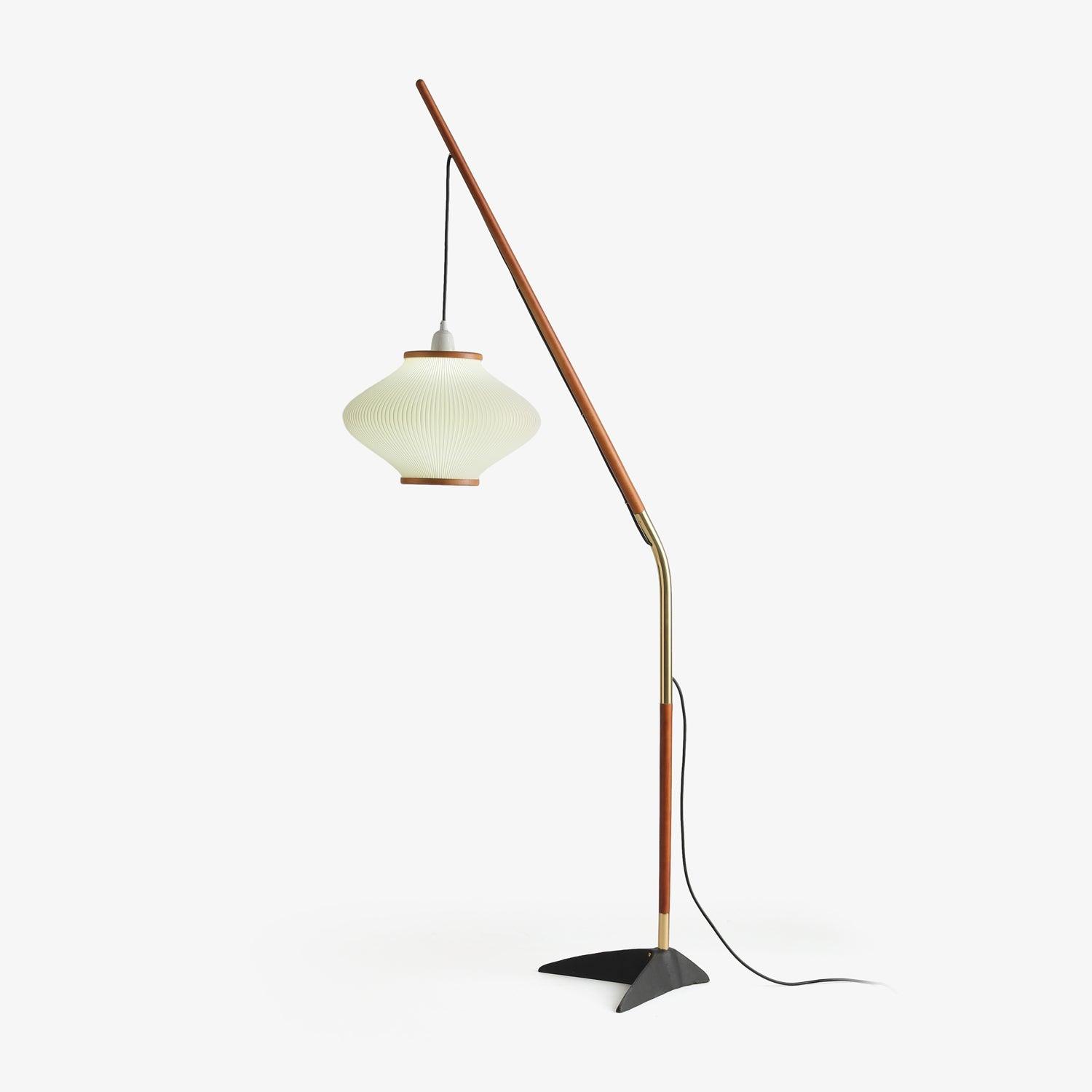 Ervenil Mid Century Wood & Glass Floor Lamp-Neutral Decor