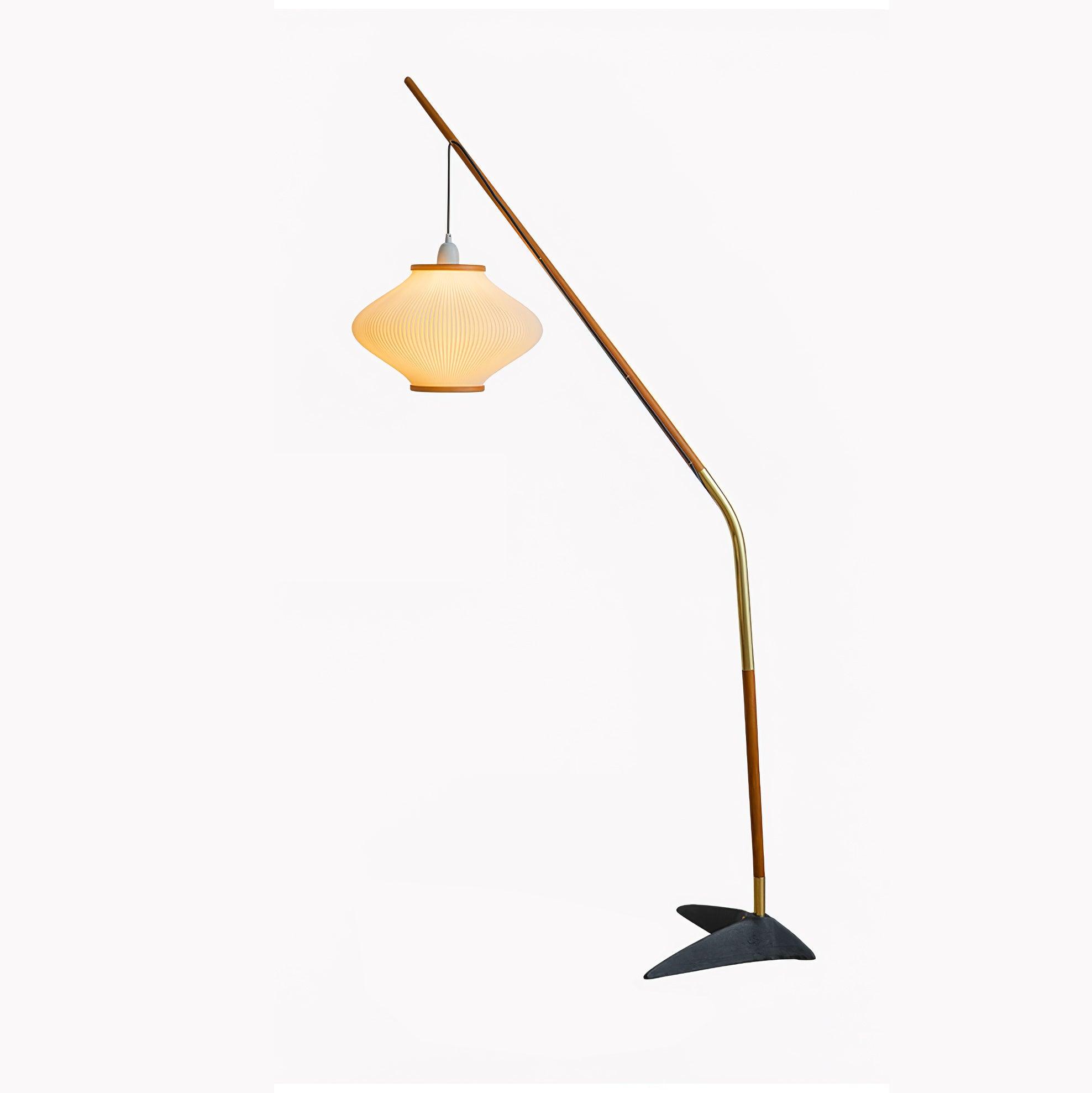 Ervenil Mid Century Wood & Glass Floor Lamp-Neutral Decor