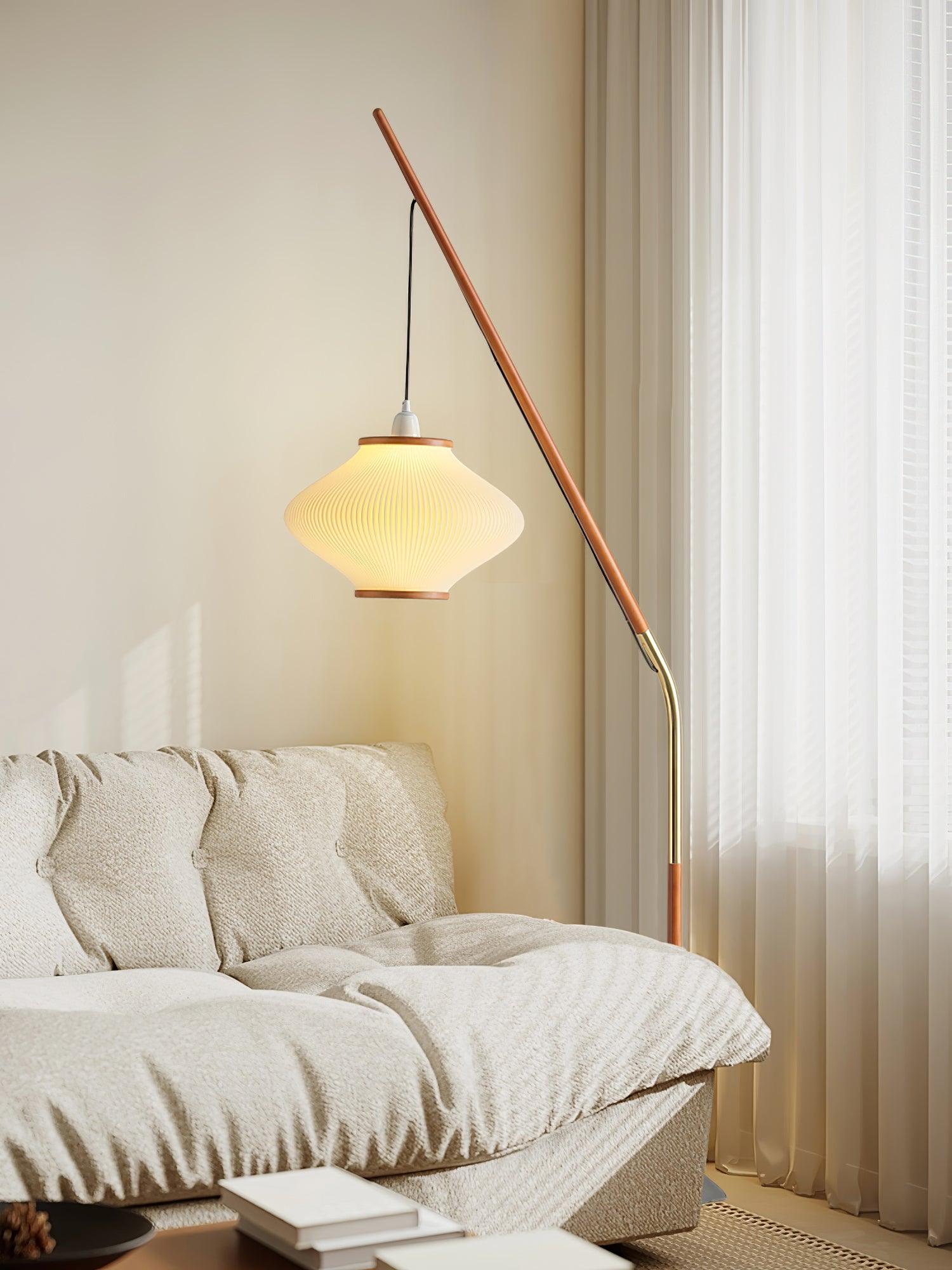 Ervenil Mid Century Wood & Glass Floor Lamp-Neutral Decor