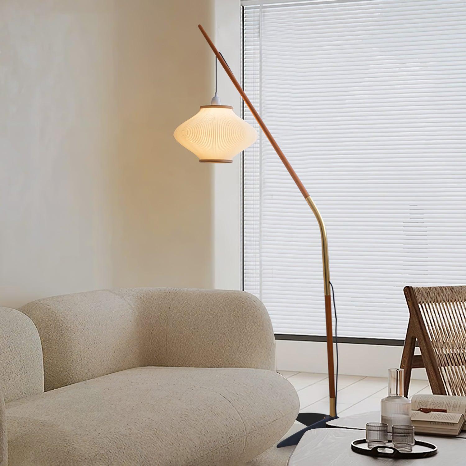 Ervenil Mid Century Wood & Glass Floor Lamp-Neutral Decor