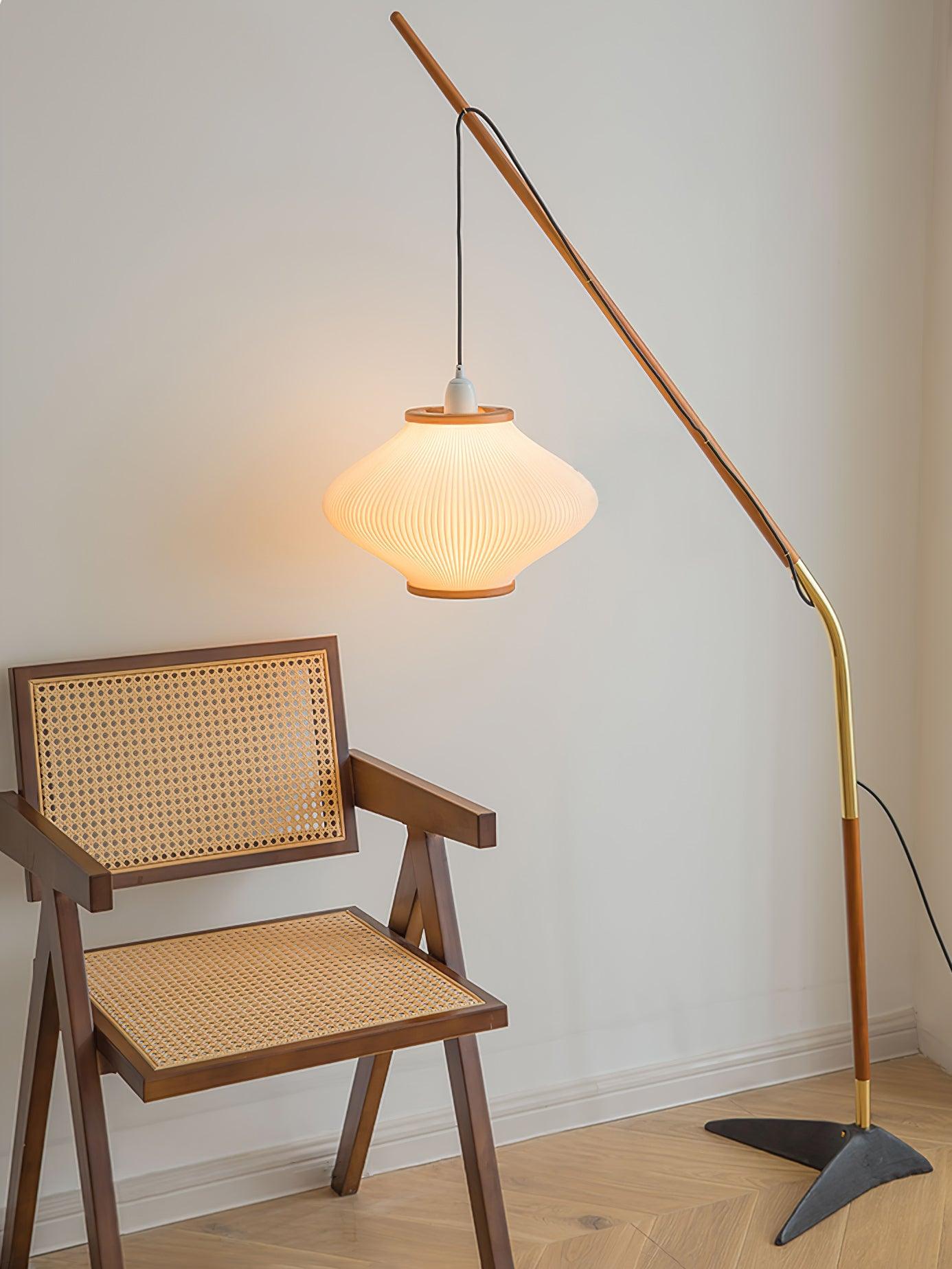 Ervenil Mid Century Wood & Glass Floor Lamp-Neutral Decor