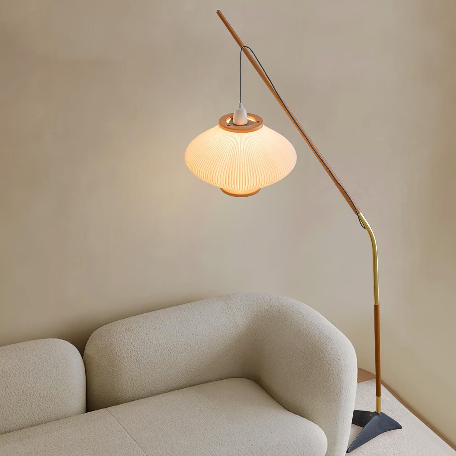 Ervenil Mid Century Wood & Glass Floor Lamp-Neutral Decor