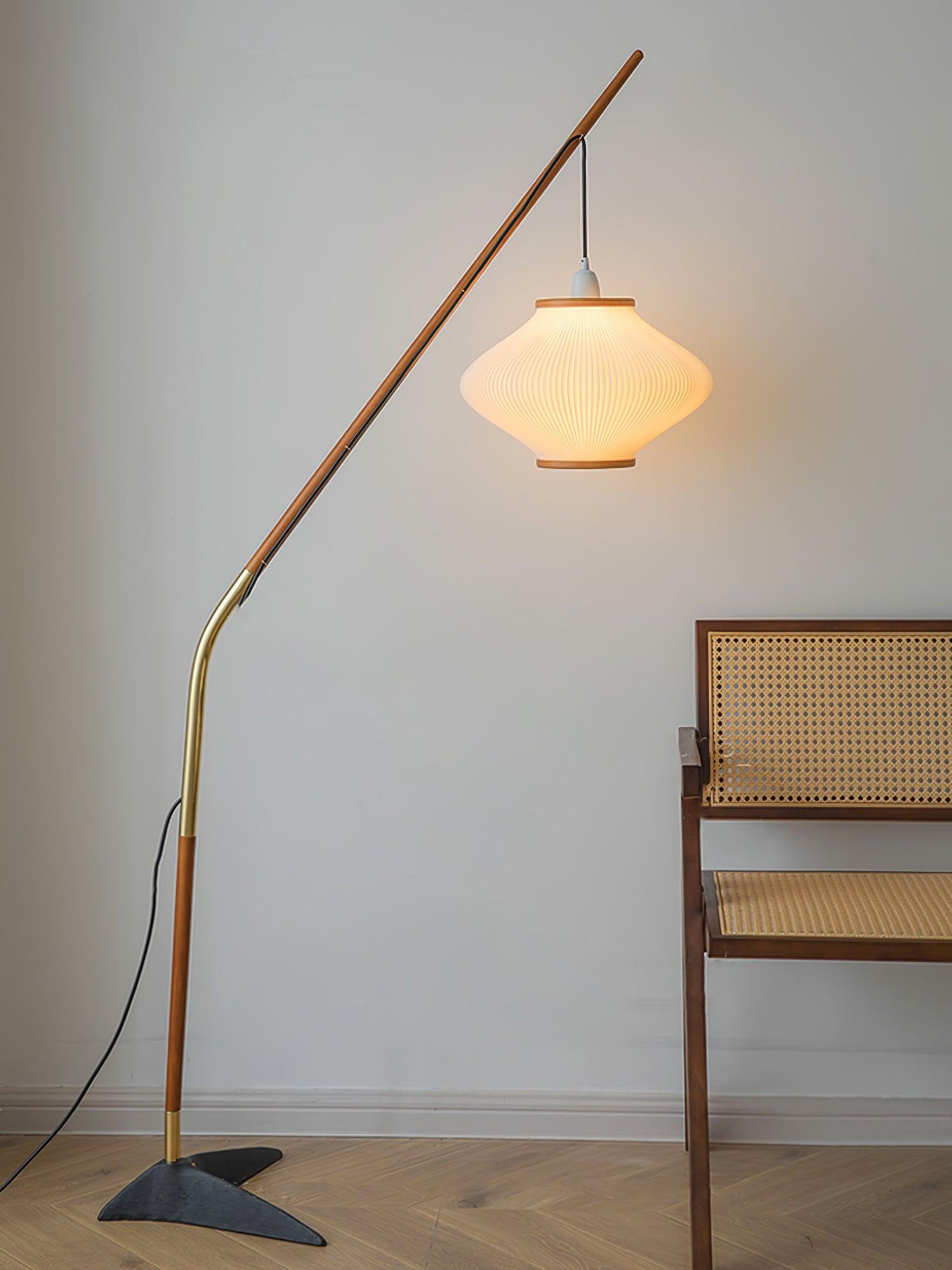 Ervenil Mid Century Wood & Glass Floor Lamp-Neutral Decor