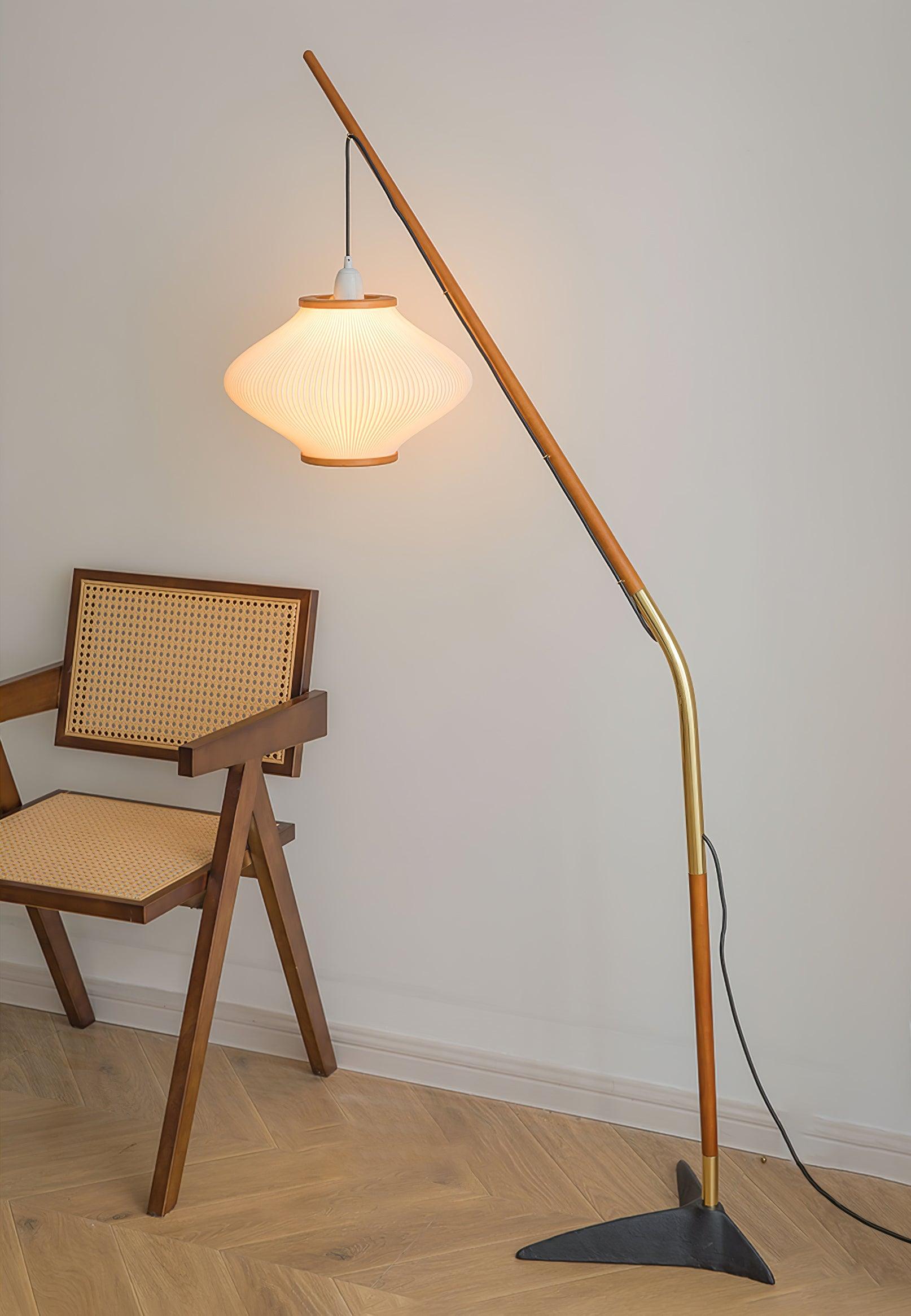 Ervenil Mid Century Wood & Glass Floor Lamp-Neutral Decor