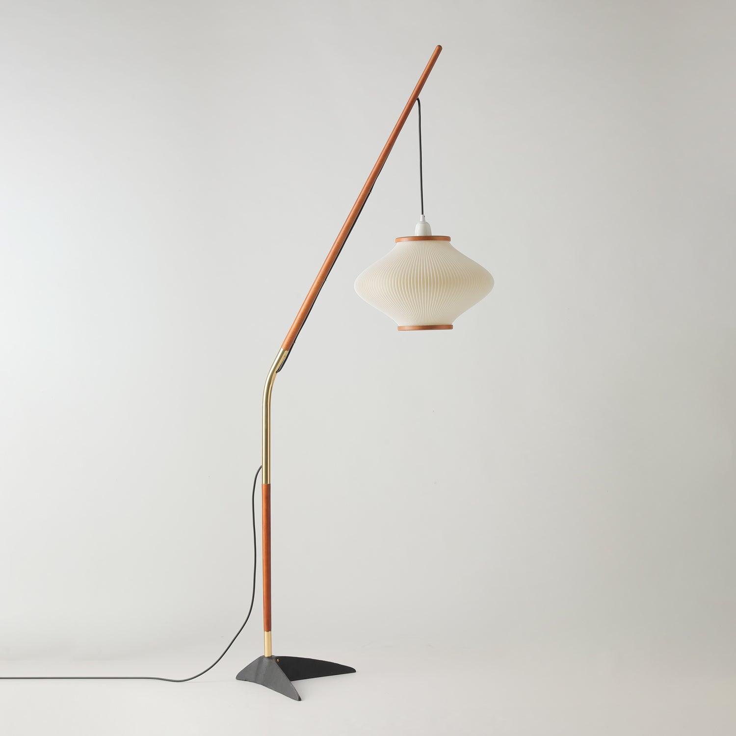 Ervenil Mid Century Wood & Glass Floor Lamp-Neutral Decor