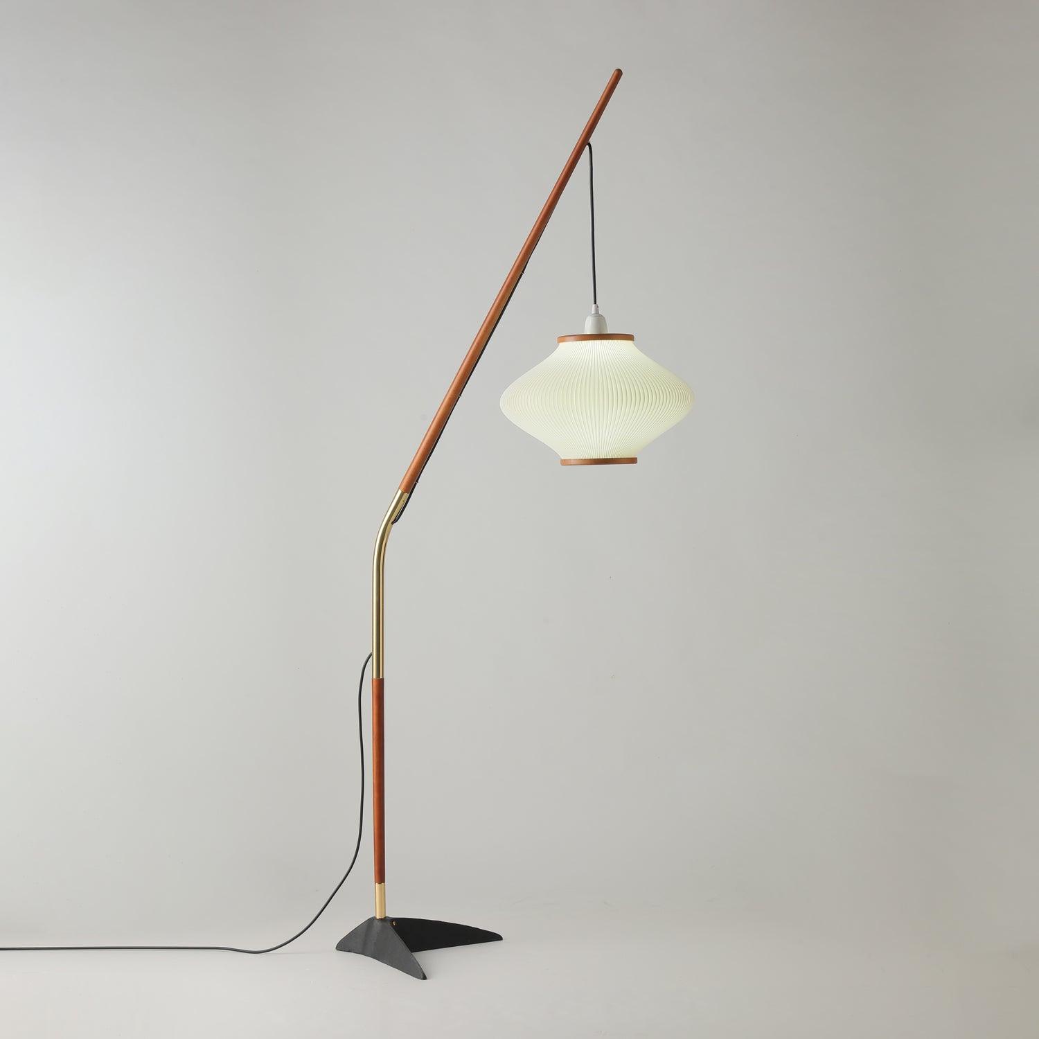 Ervenil Mid Century Wood & Glass Floor Lamp-Neutral Decor