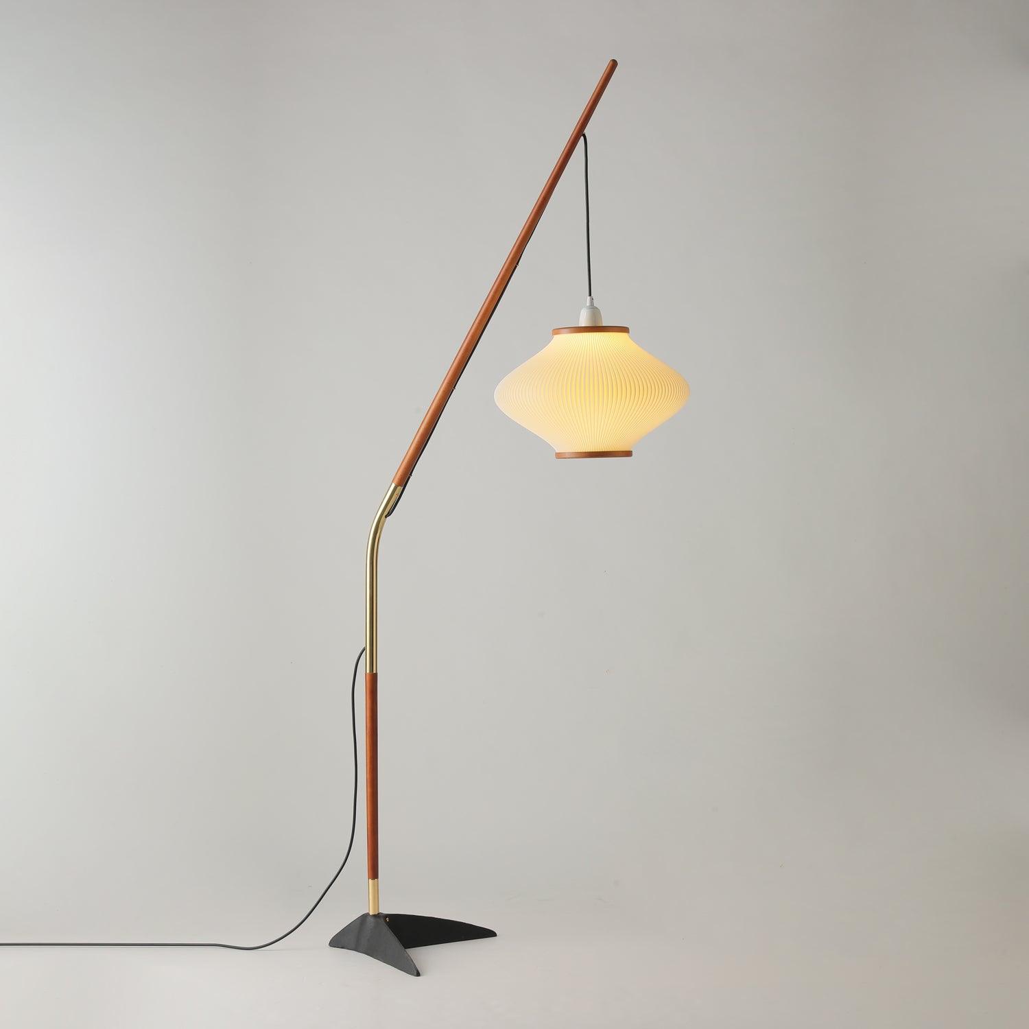 Ervenil Mid Century Wood & Glass Floor Lamp-Neutral Decor