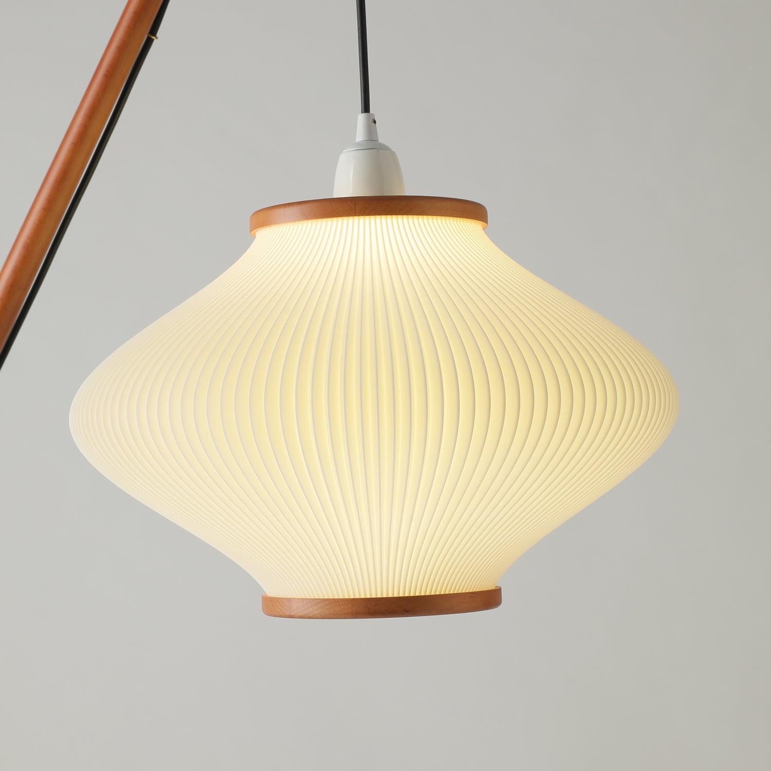 Ervenil Mid Century Wood & Glass Floor Lamp-Neutral Decor