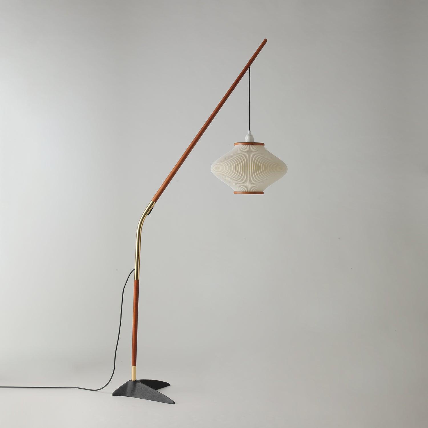 Ervenil Mid Century Wood & Glass Floor Lamp-Neutral Decor