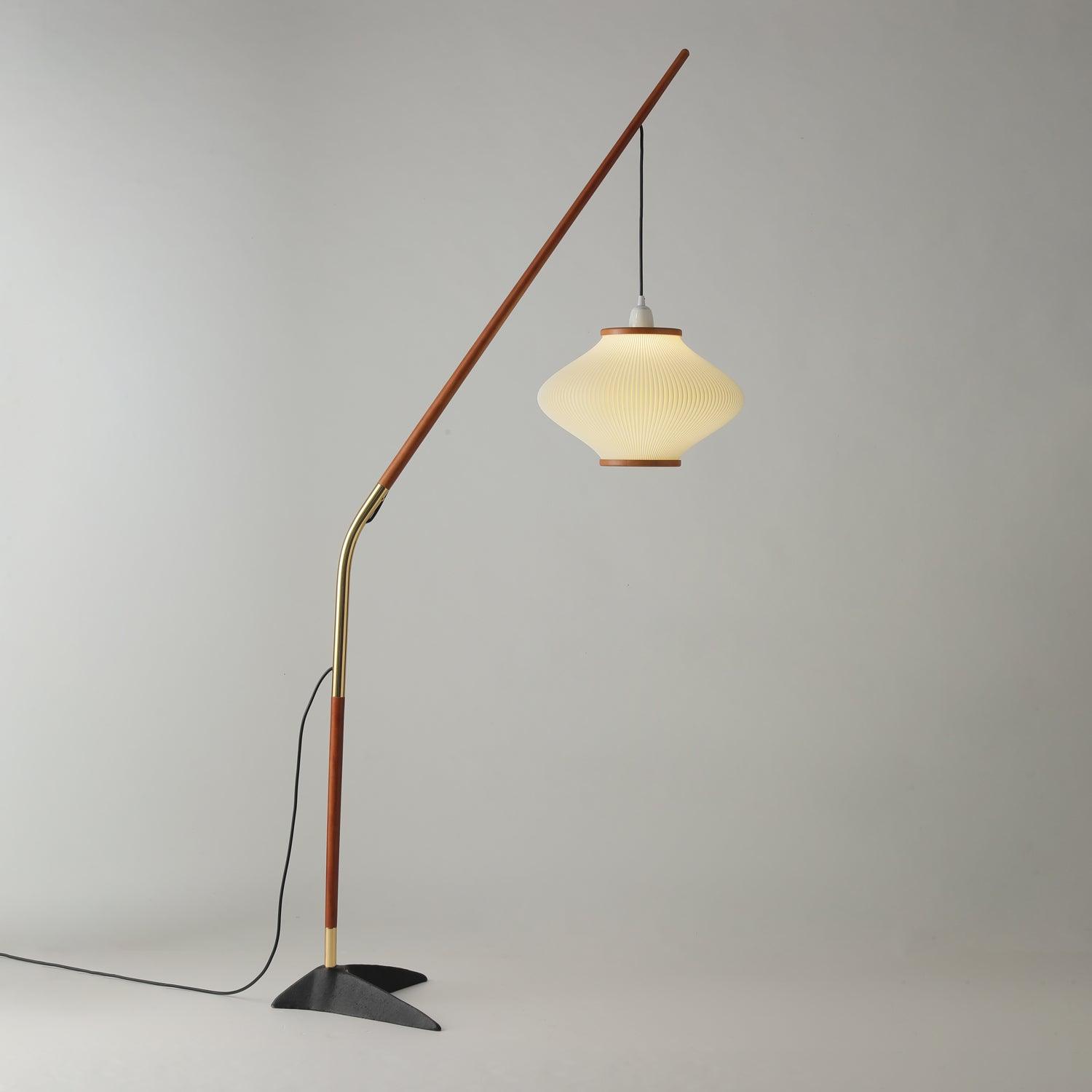 Ervenil Mid Century Wood & Glass Floor Lamp-Neutral Decor